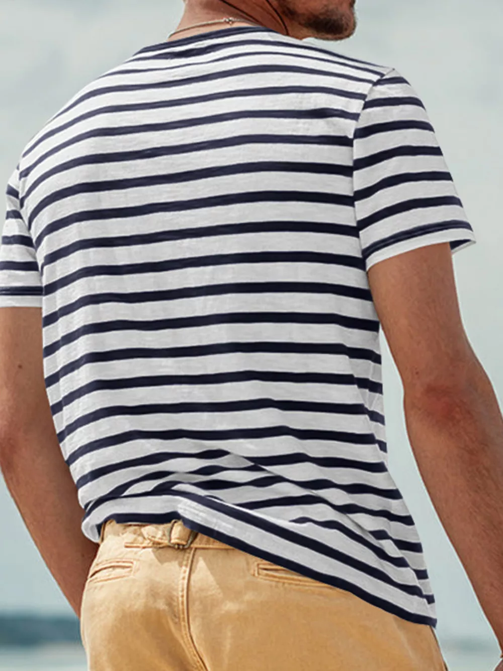 Men's Full Size Striped Pocket Short Sleeve T-Shirt Plus Size, image 2