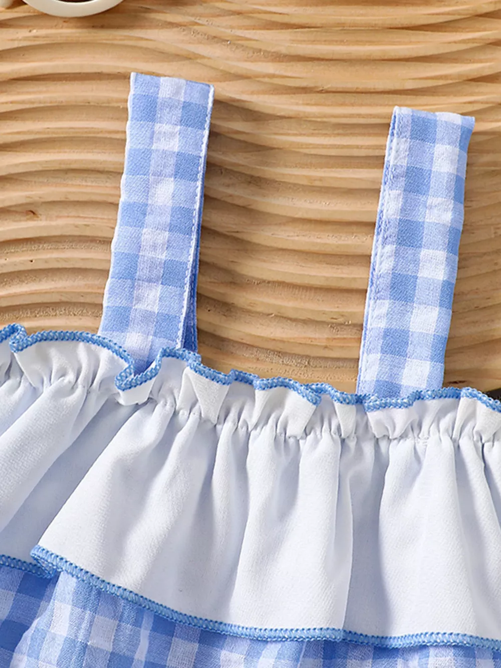 Children's Gingham Ruffle Trim Cami Top & Shorts Set, image 2