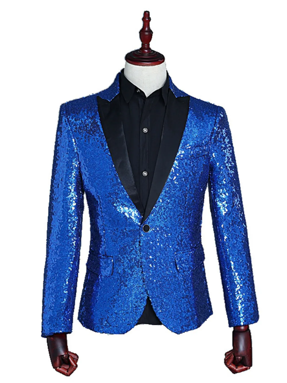 Men's Full Size Sequin One Button Long Sleeve Blazer Plus Size, image 2