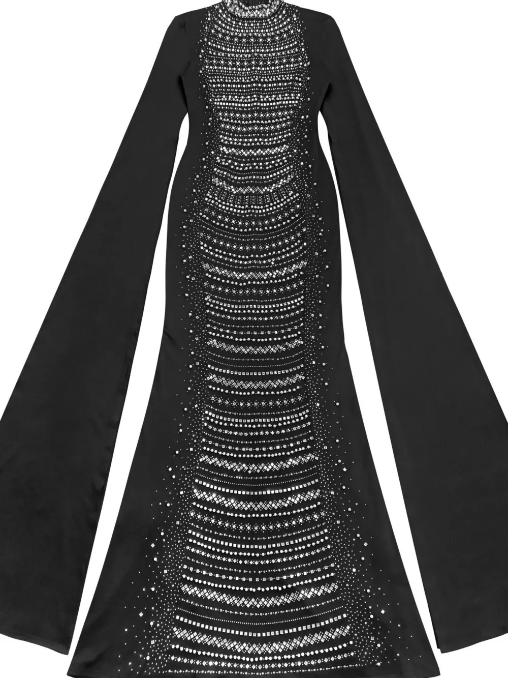 Rhinestone Slit Flare Sleeve Cape Maxi Dress, image 8
