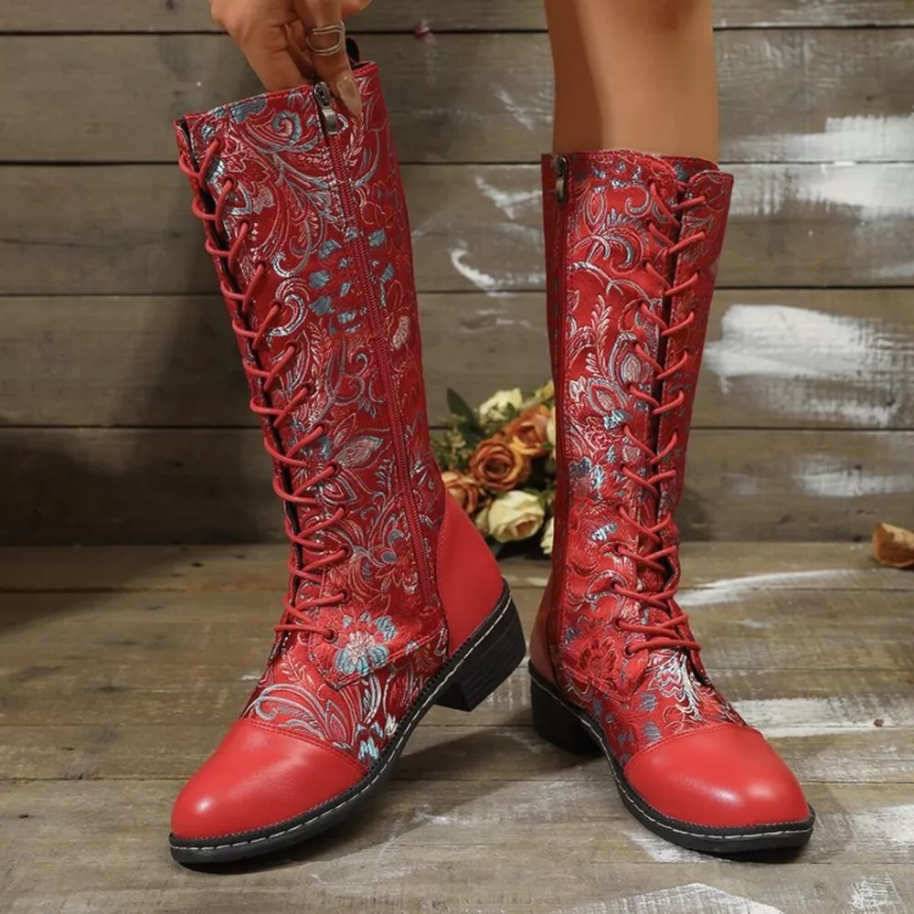 Lace Up Block Heels Boots, image 3