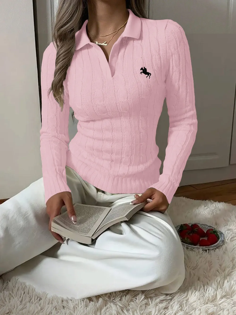 Cable Knit Long Sleeve Sweater, image 7