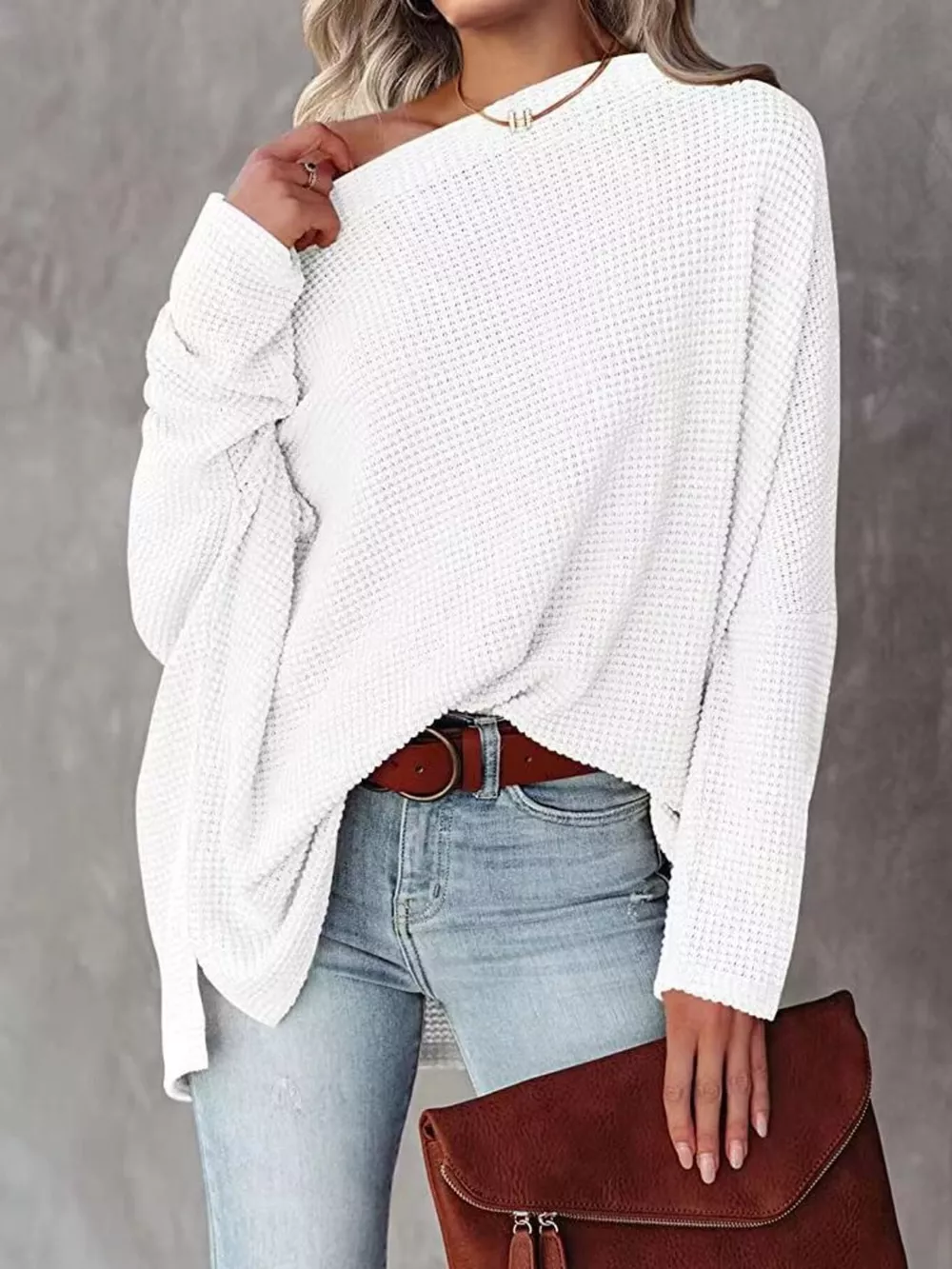 Waffle Knit Boat Neck T-Shirt, image 12