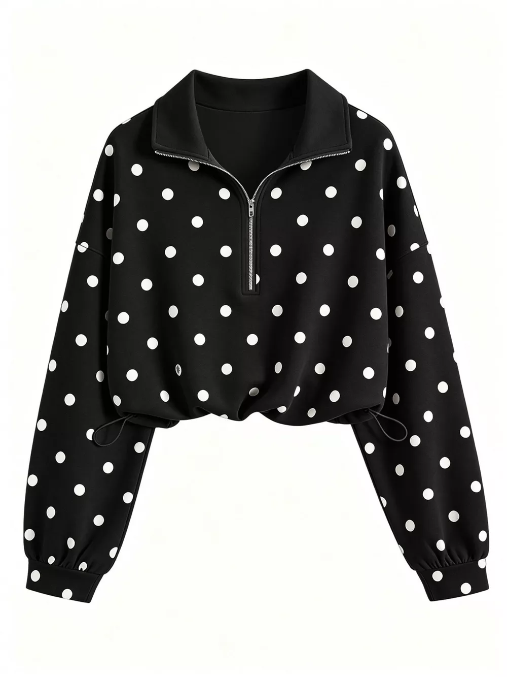 Polka Dot Half Zip Cropped Sweatshirt, image 14