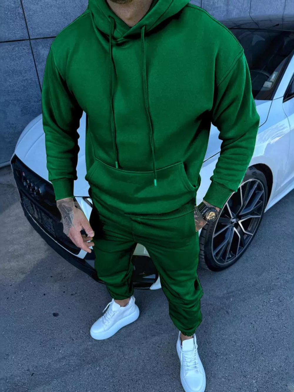 Men's Full Size Kangaroo Pocket Hoodie and Pants Set Plus Size, image 4