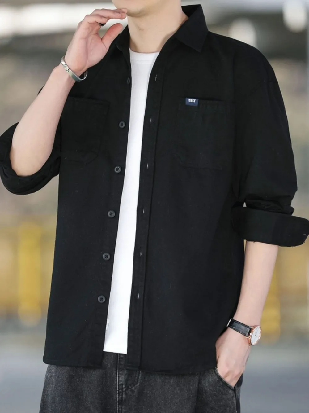 Men's Plus Size Button Up Long Sleeve Shirt, image 8