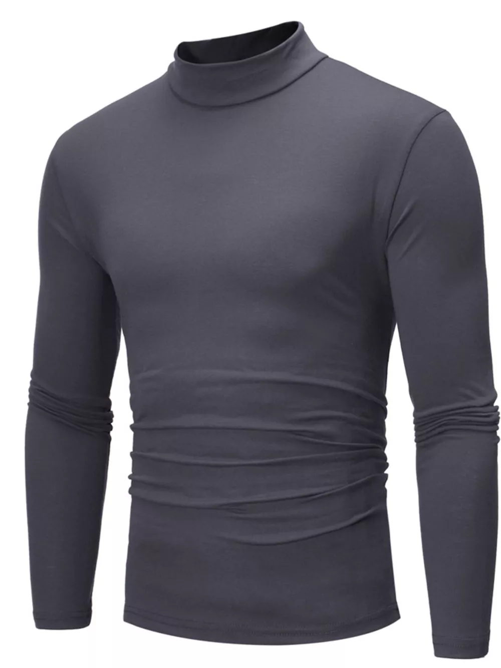 Men's Plus Size Slim Fit Mock Neck Long Sleeve T-Shirt