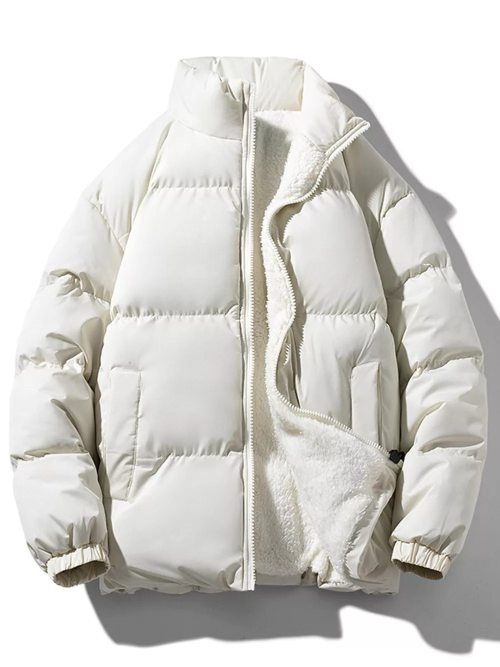 Men's Plus Size Zip Up Sherpa Lined Puffer Jacket, image 5