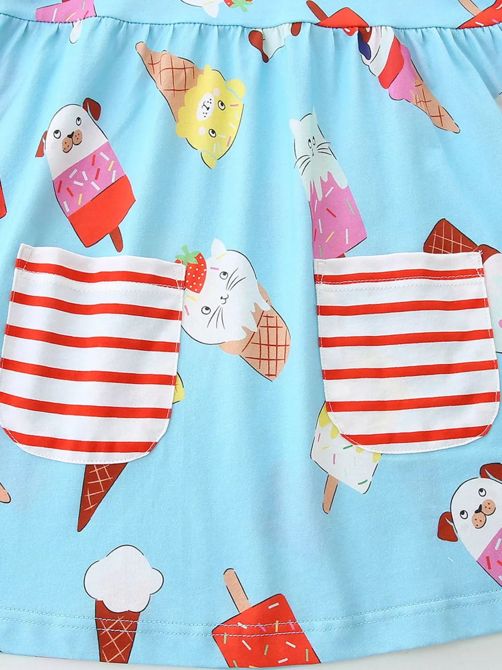 Children's Ice Cream Print Short Sleeve Dress, image 4