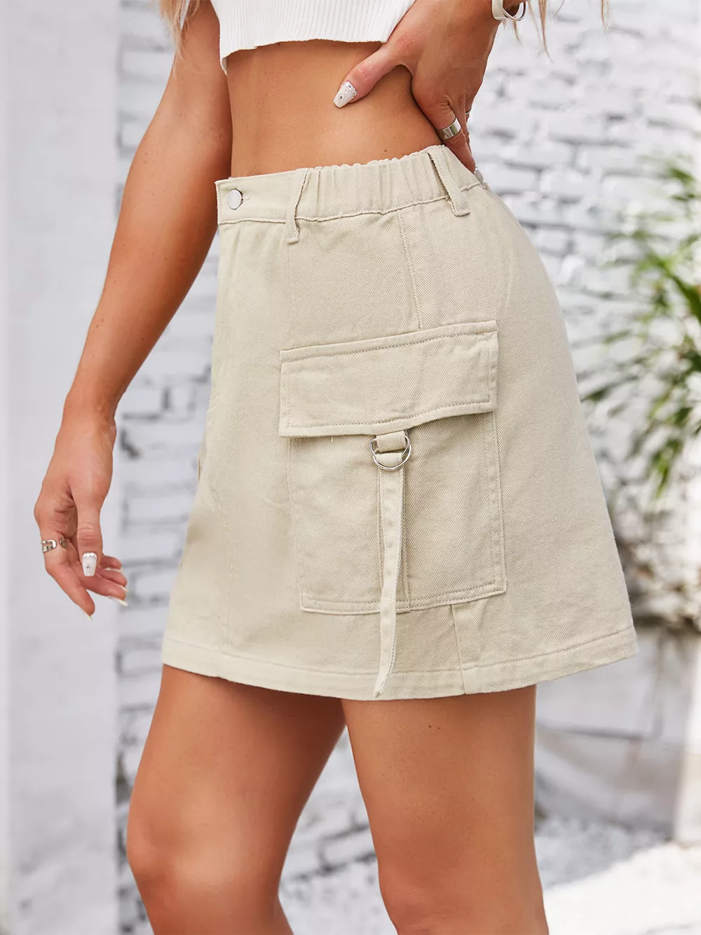 Casual Cargo Denim Skirt, image 2