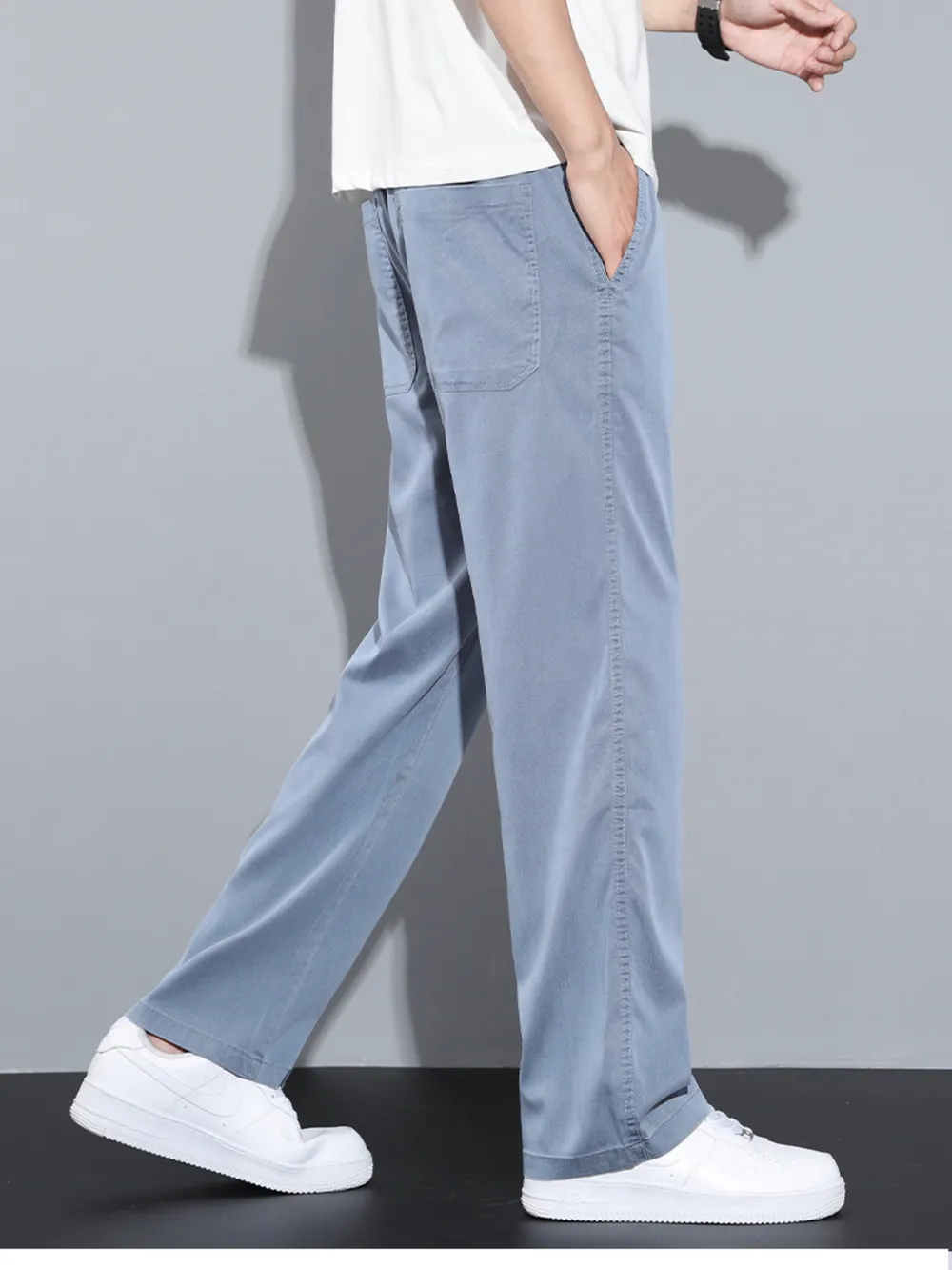 Men's Plus Size Casual Wide Leg Drawstring Pants, image 4