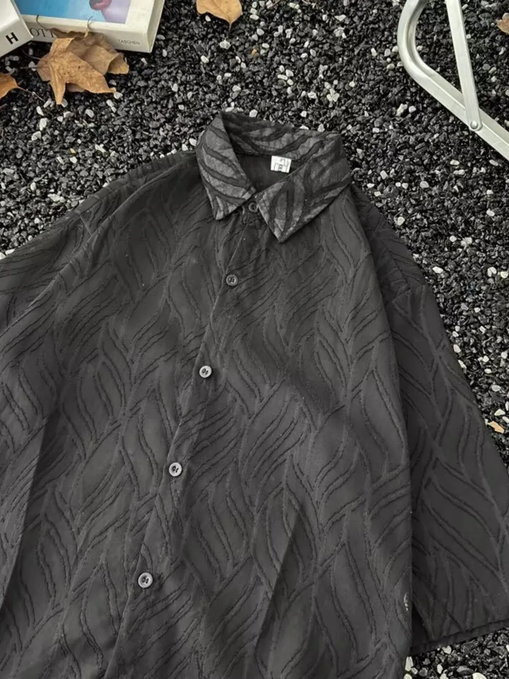Men's Full Size Wave Pattern Short Sleeve Button-Up Shirt Plus Size, image 4