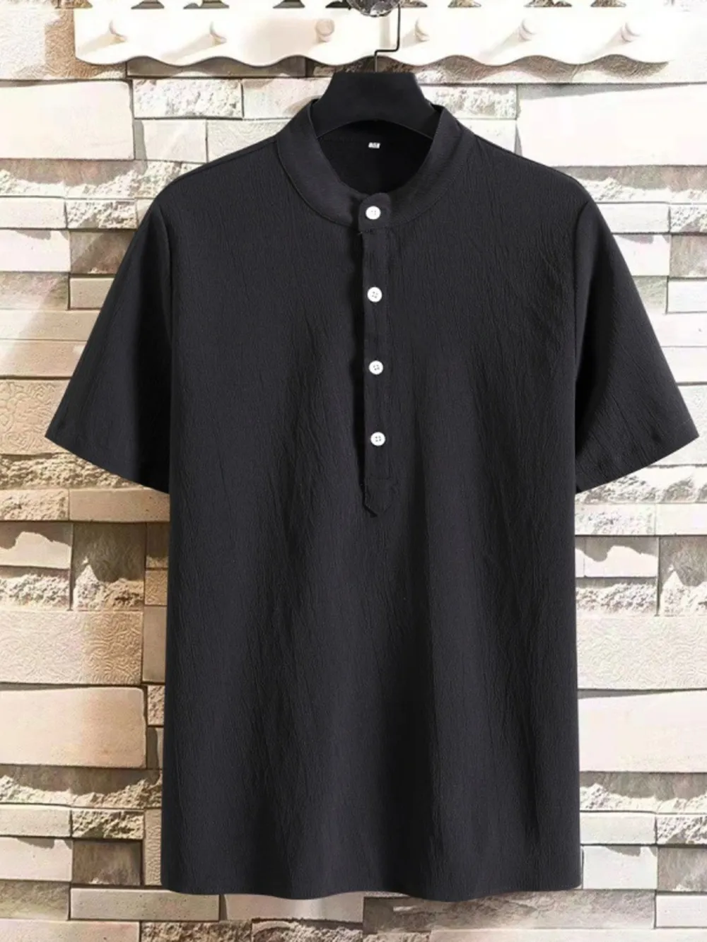 Men's Plus Size Button Detail Short Sleeve Blouse, image 2