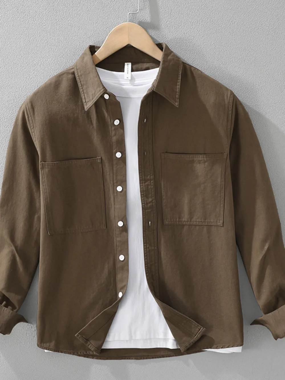 Men's Plus Size Button Detail Long Sleeve Shirt, image 4