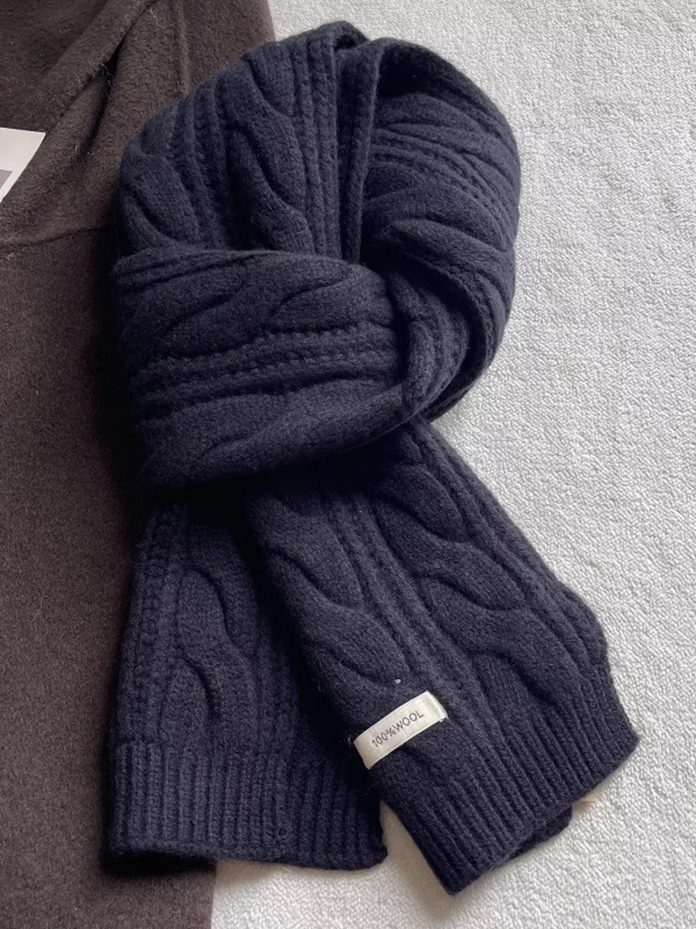 Wool Cable Knit Winter Scarf, image 4