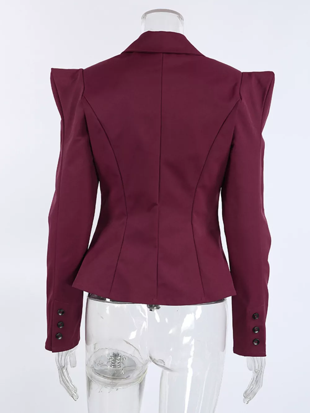 Sharp-Shouldered Tailored Long Sleeve Blazer, image 16
