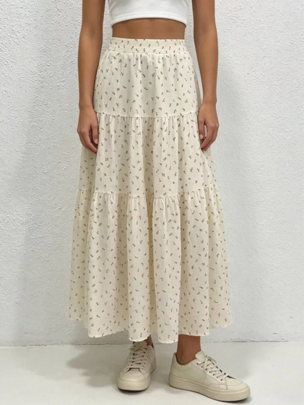Floral Print Tiered Flowy Maxi Skirt, image 2