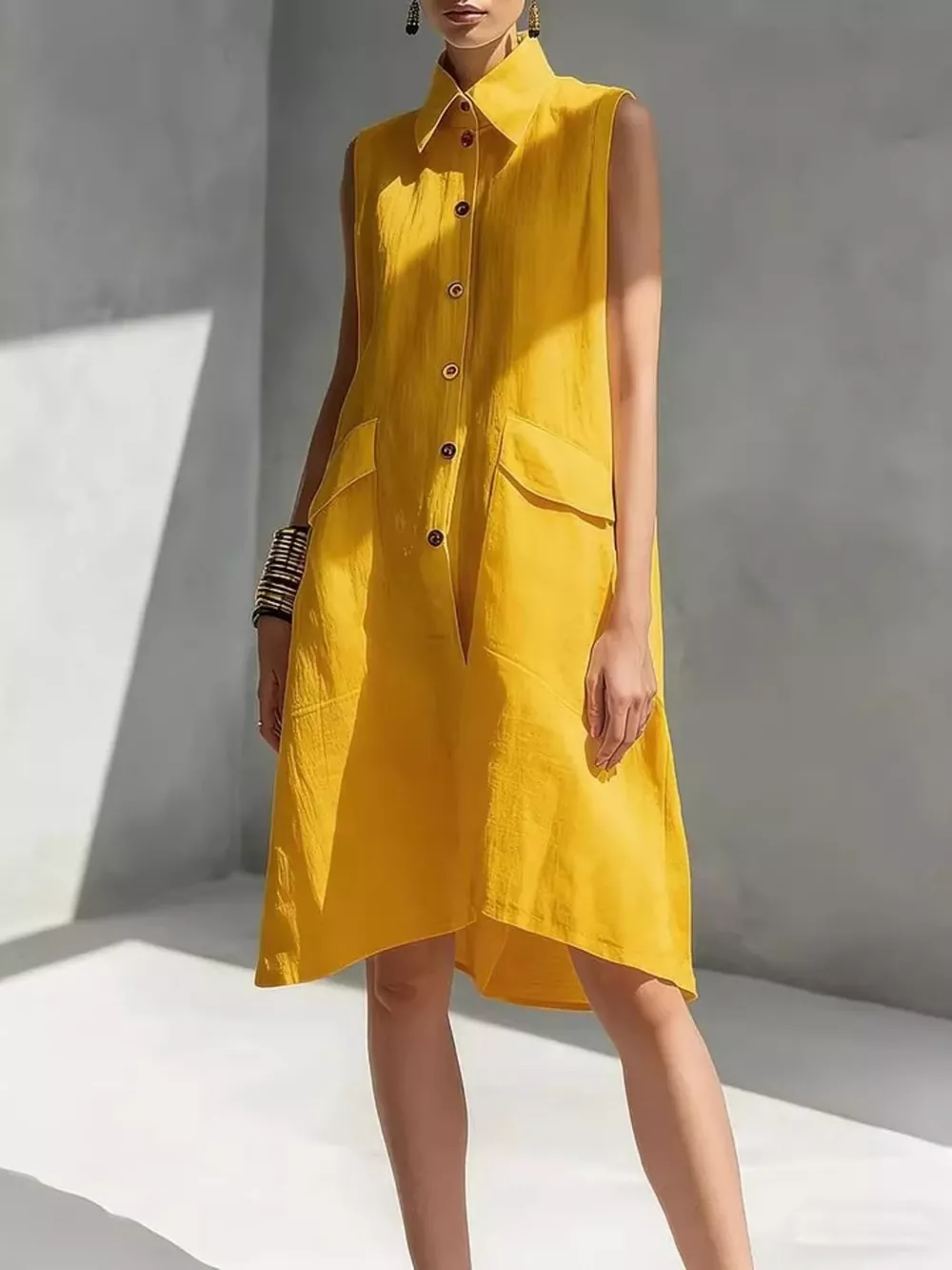 Full Size Button Front Sleeveless Dress Plus Size, image 8