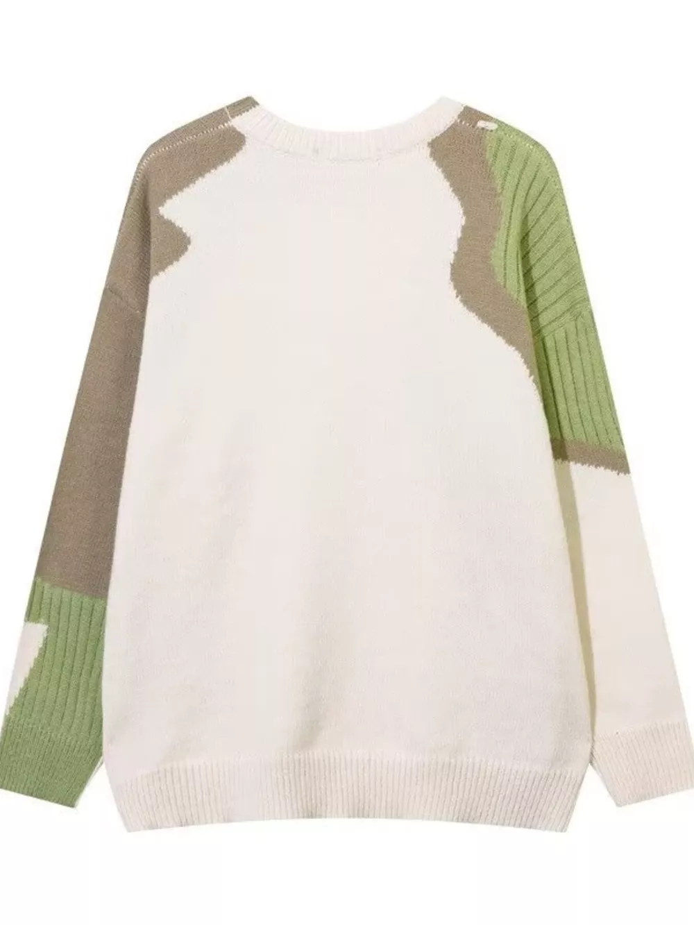 Men's Contrast Round Neck Long Sleeve Sweater