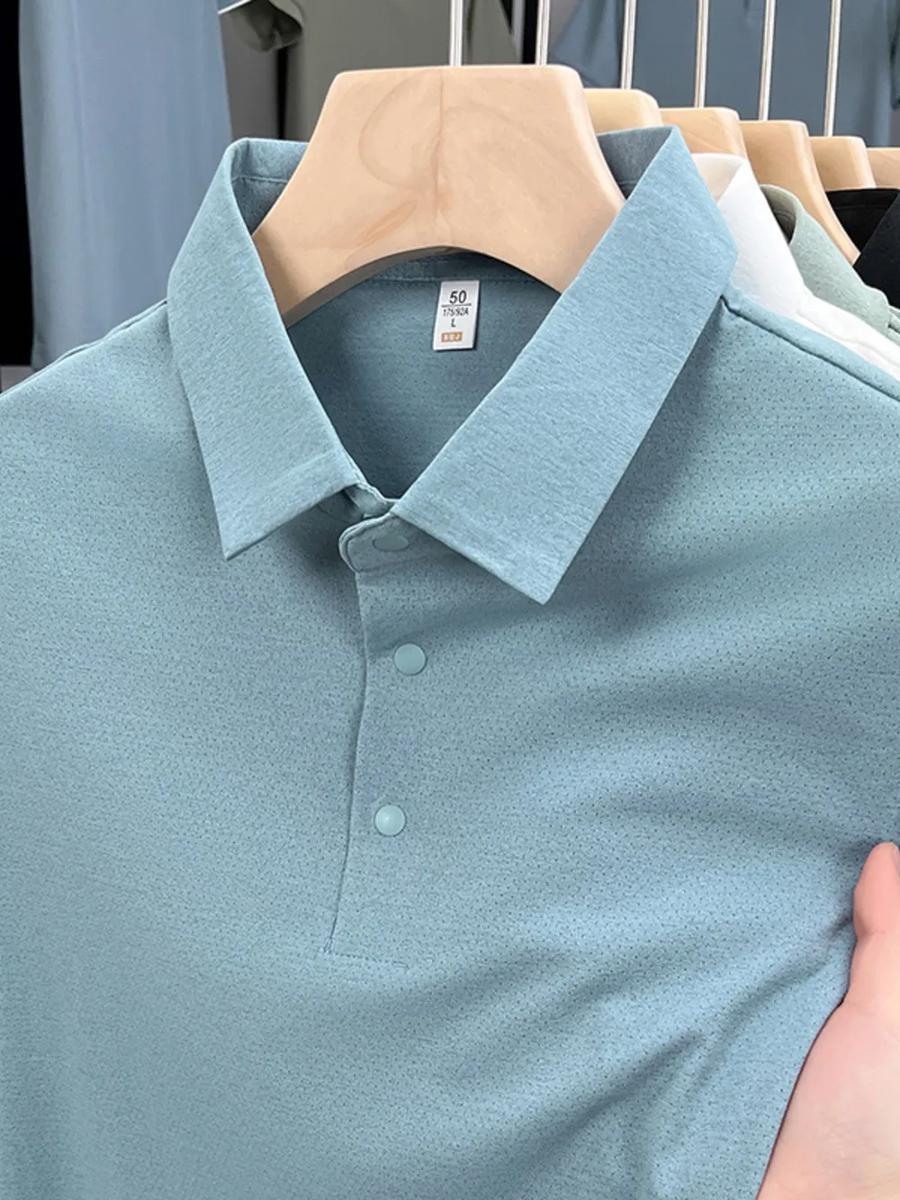 Men's Plus Size Button Detail Short Sleeve Polo, image 5