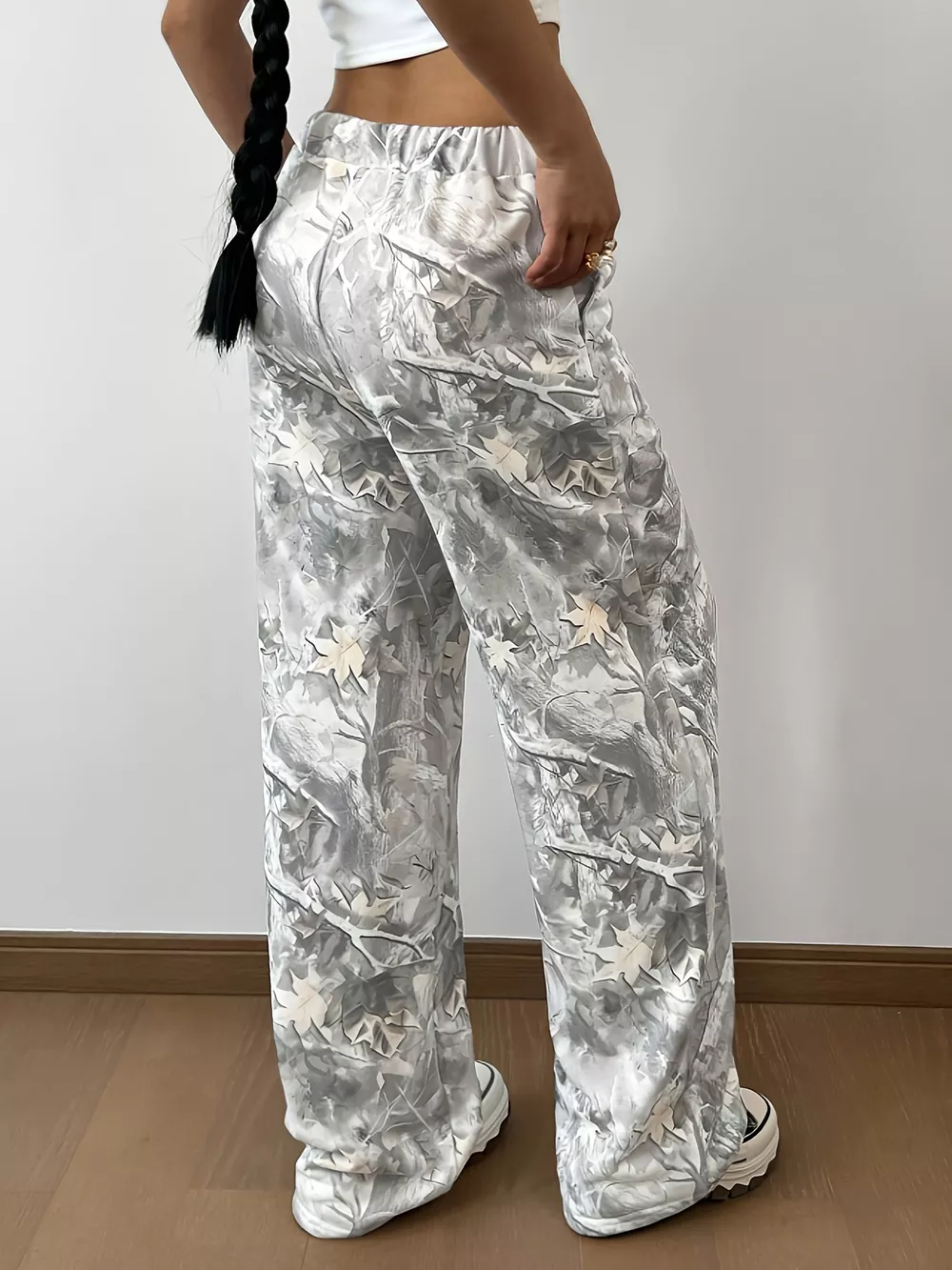 Abstract Print Wide Leg Pants, image 4