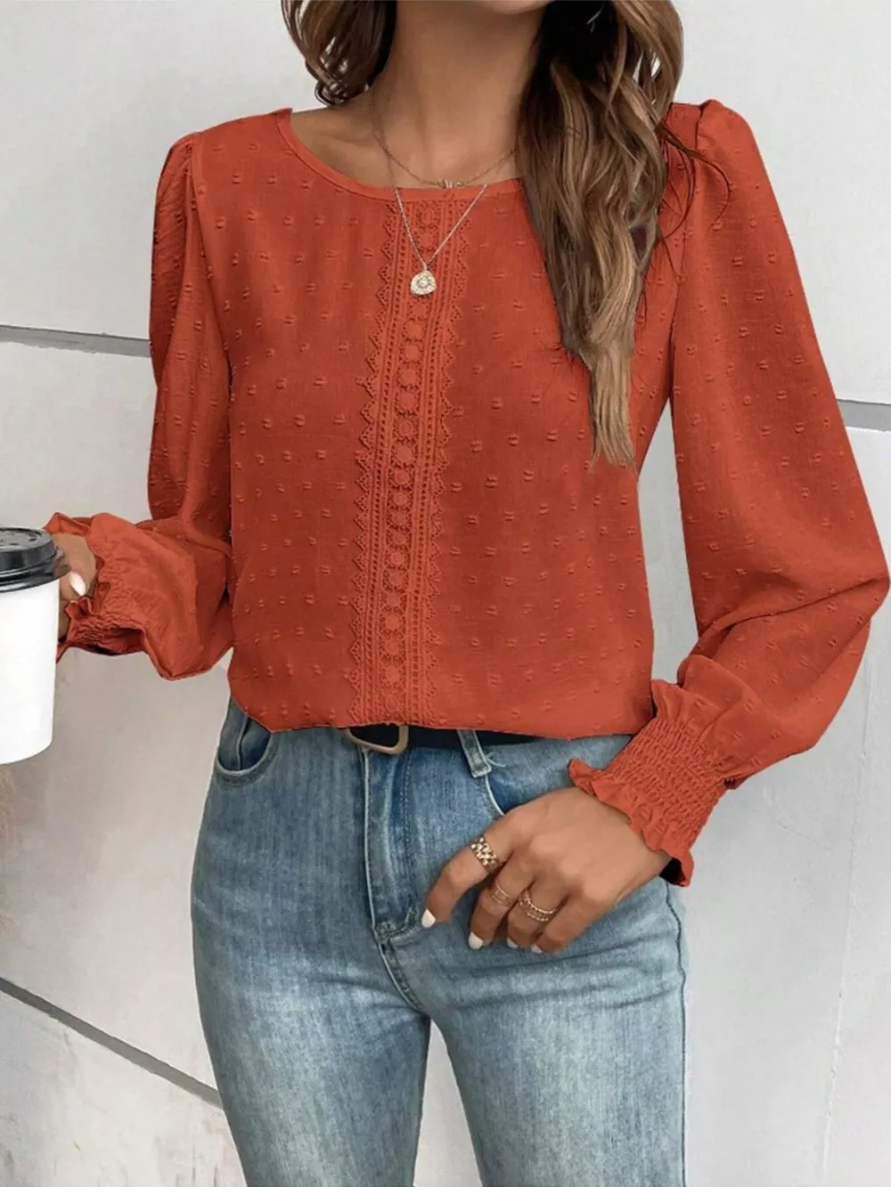 Swiss Dot Long Sleeve Blouse, image 6