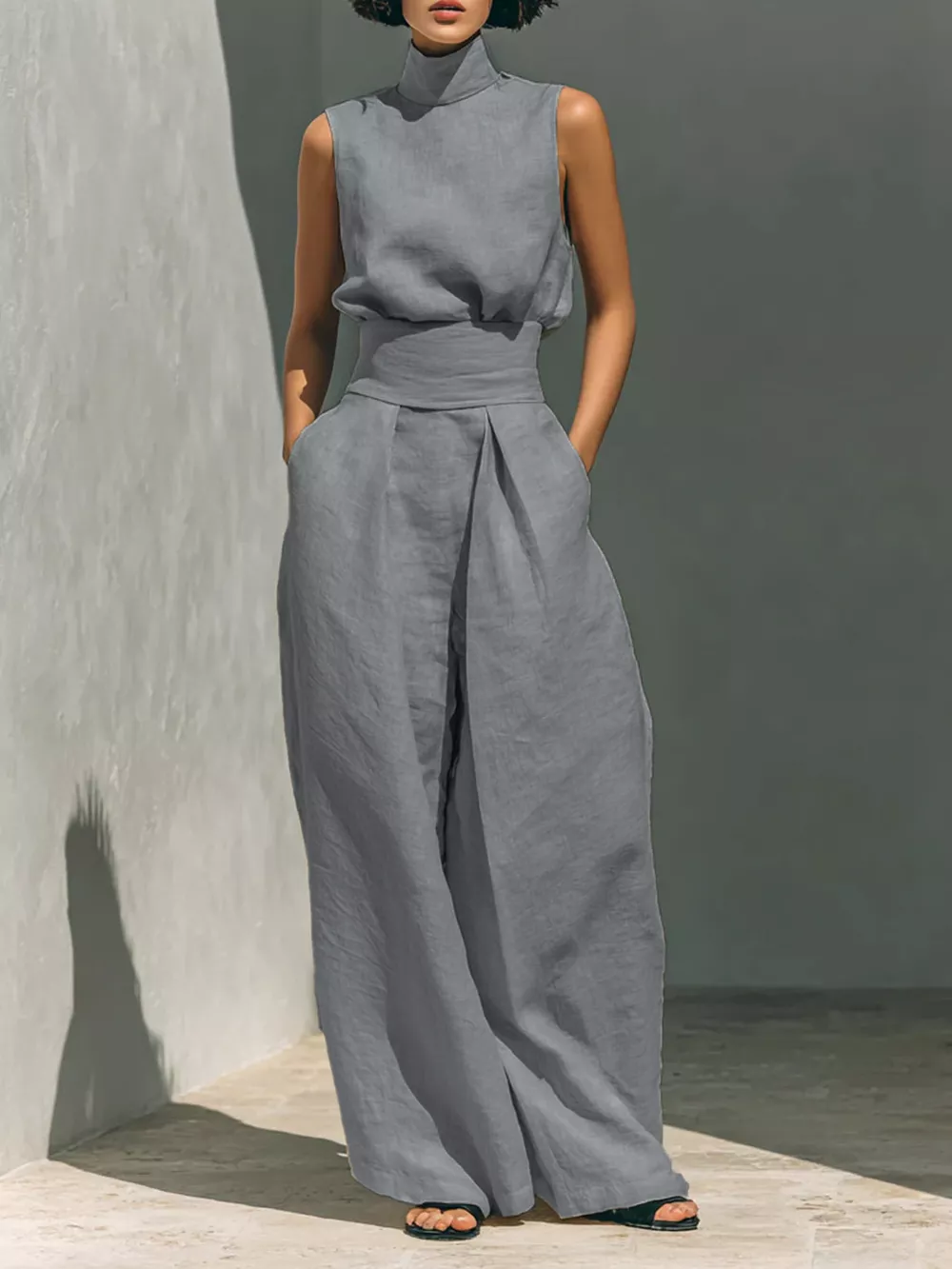 Full Size Sleeveless Wide-Leg Jumpsuit with Smocked Waist Plus Size, image 14