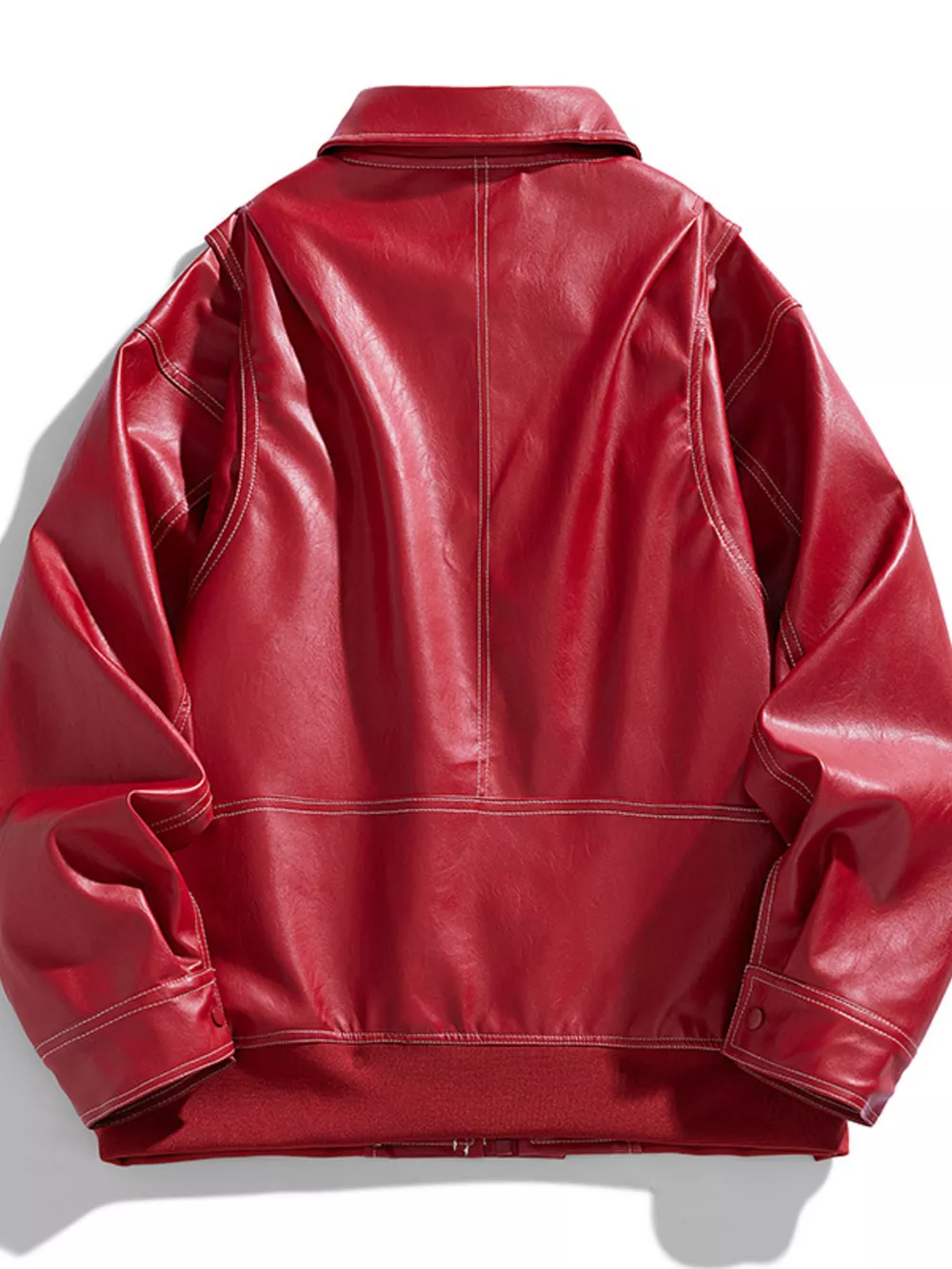 Men's Plus Size Leather Bomber Jacket, image 3