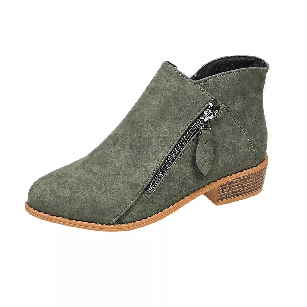 Size Zipper Block Heels Boots, image 7