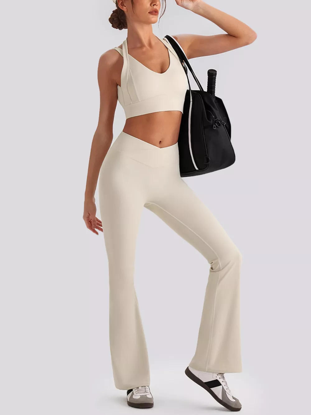 Seamless Criss-Cross V-Neck Tank and Leggings Active Set, image 3
