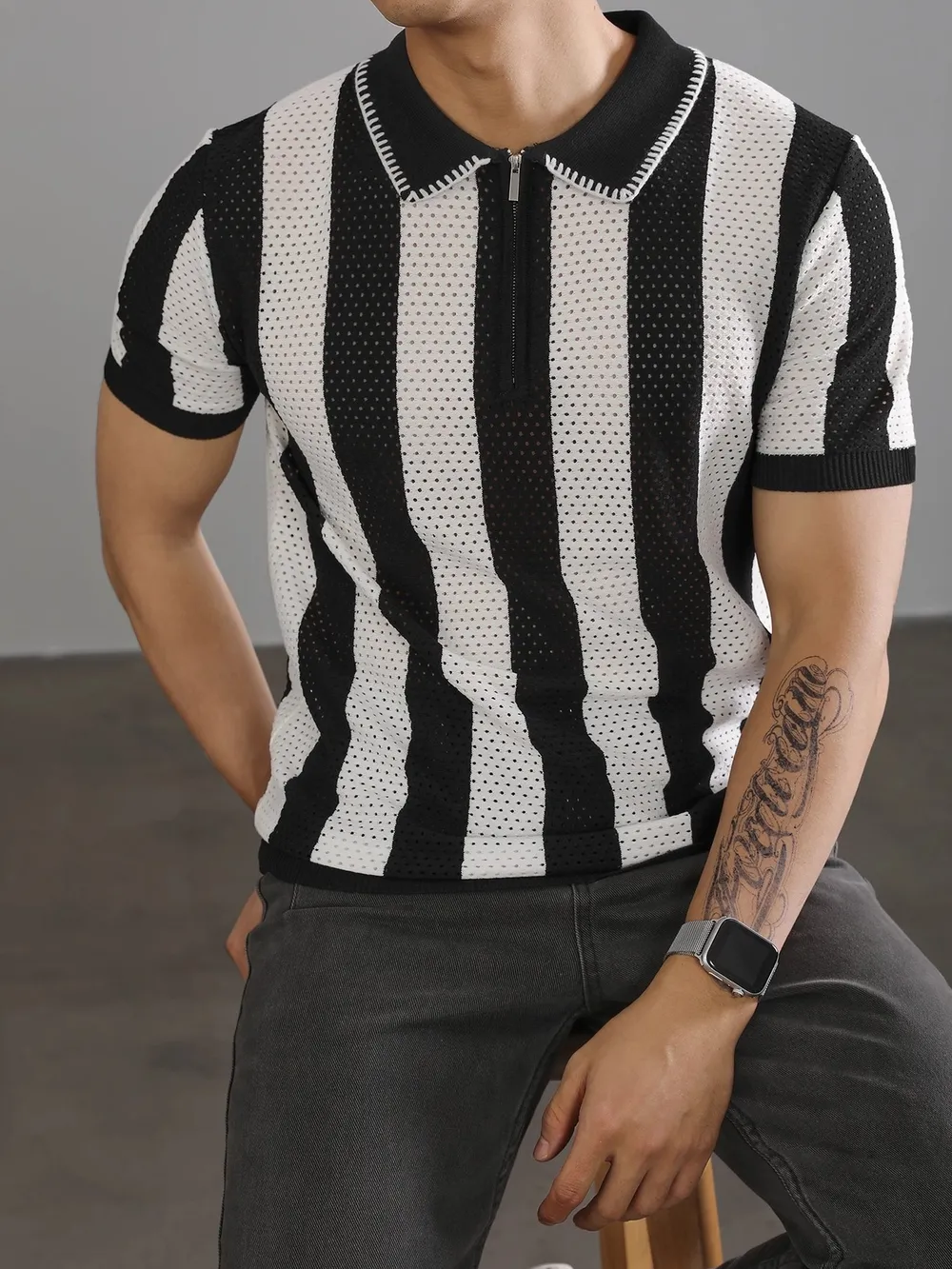 Men's Full Size Two-Tone Short Sleeve Polo Plus Size, image 2