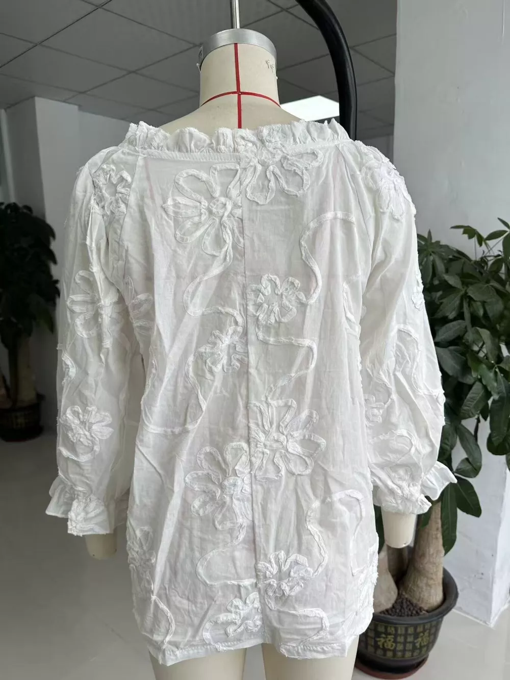 Floral Tie Neck 3/4 Sleeve Blouse, image 5