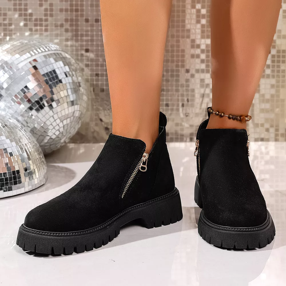Round Toe Side Zip Ankle Boots, image 2