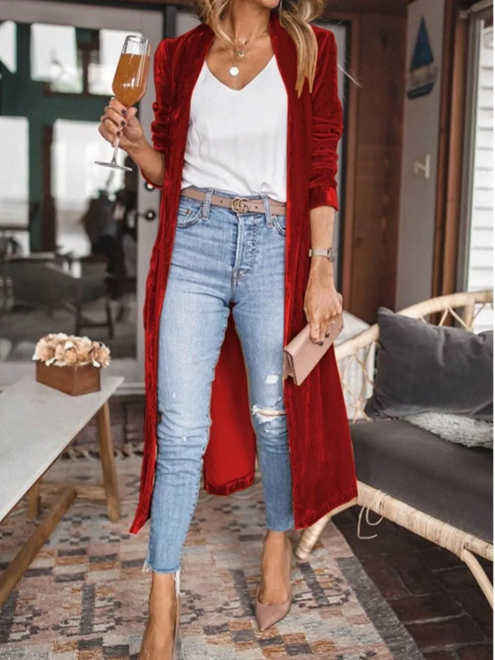 Open Front Long Sleeve Longline Cardigan, image 17
