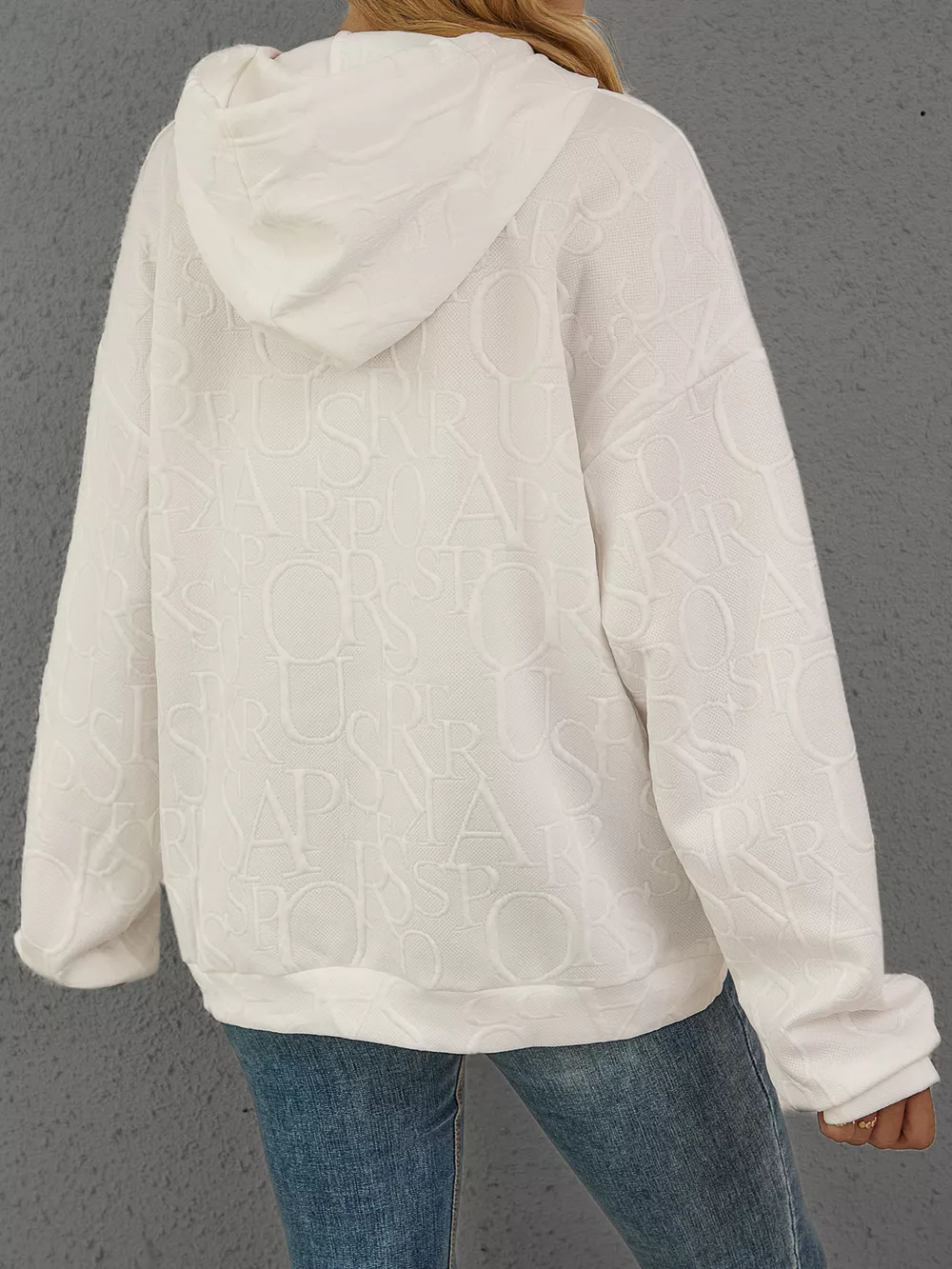 Full Size Embossed Lettering Casual Hoodie Plus Size, image 7
