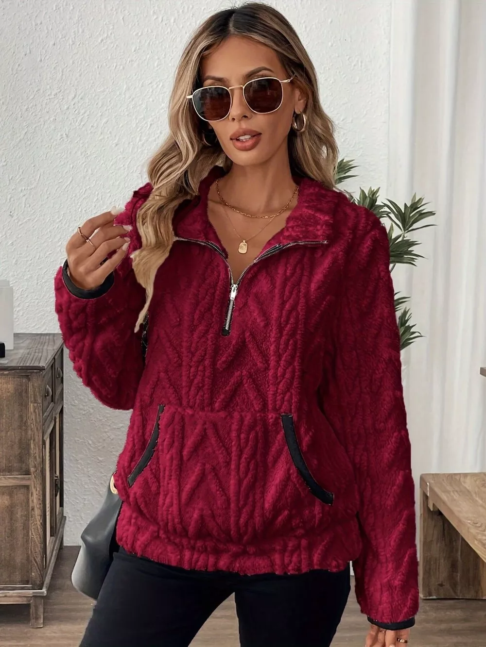 Cozy Sherpa Half Zip Sweatshirt, image 17