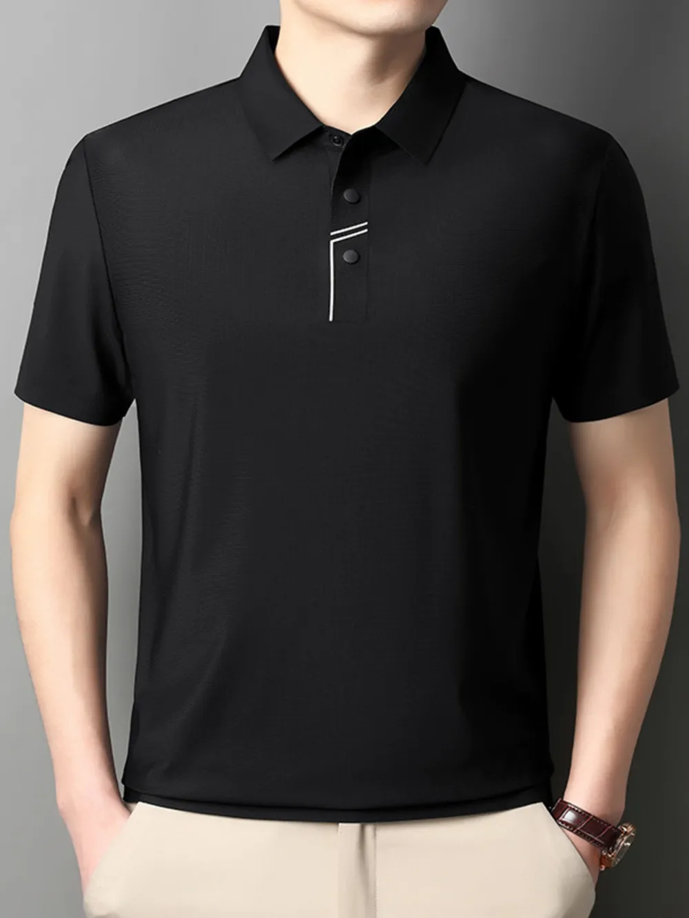 Men's Plus Size Button Detail Short Sleeve Polo, image 5