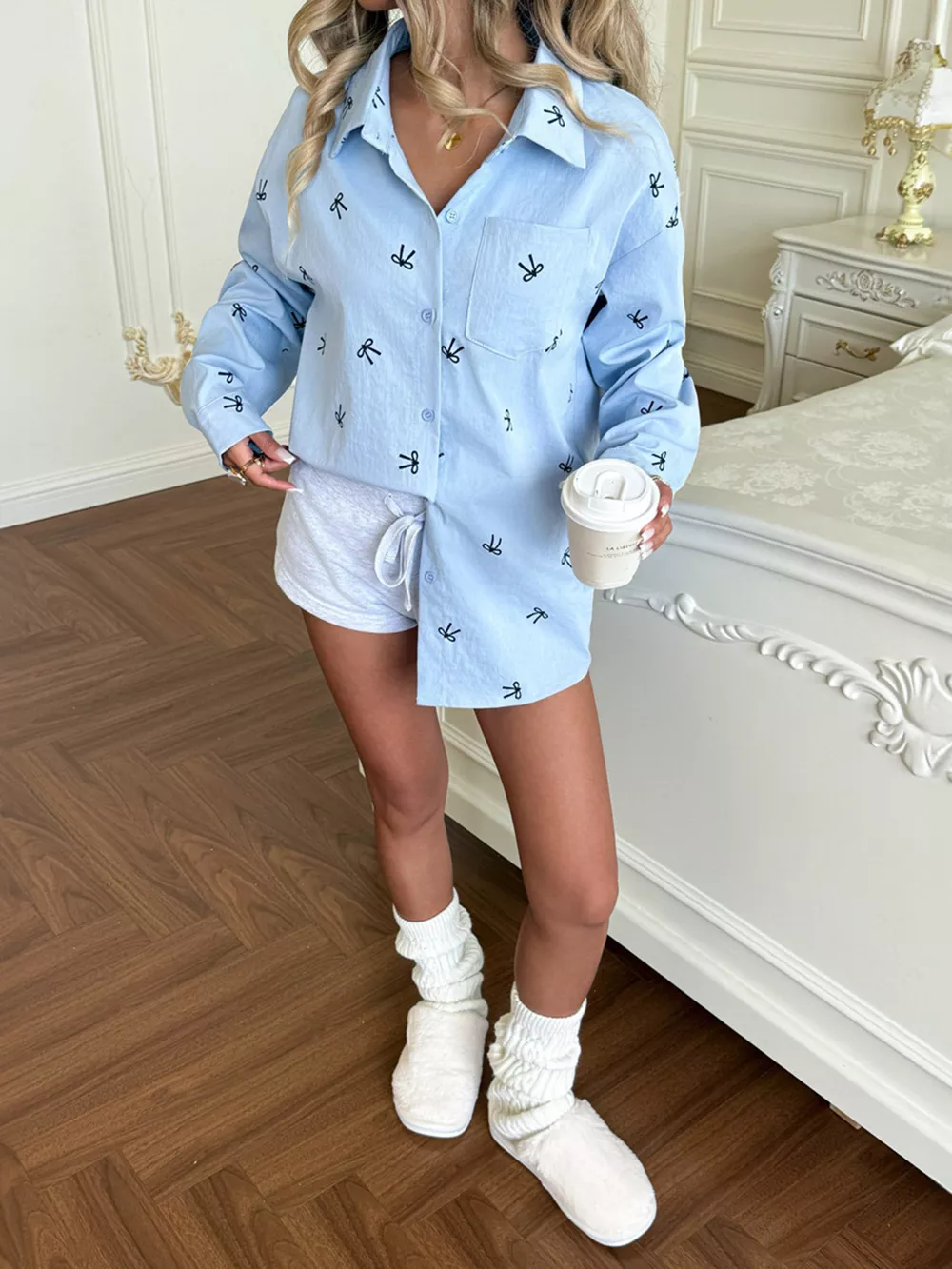 Bow Print Long Sleeve Shirt, image 2