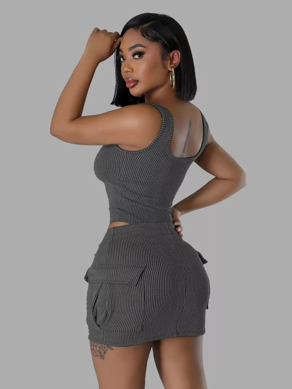 Ribbed Knit Bodysuit and Drawstring Skirt Set, image 5