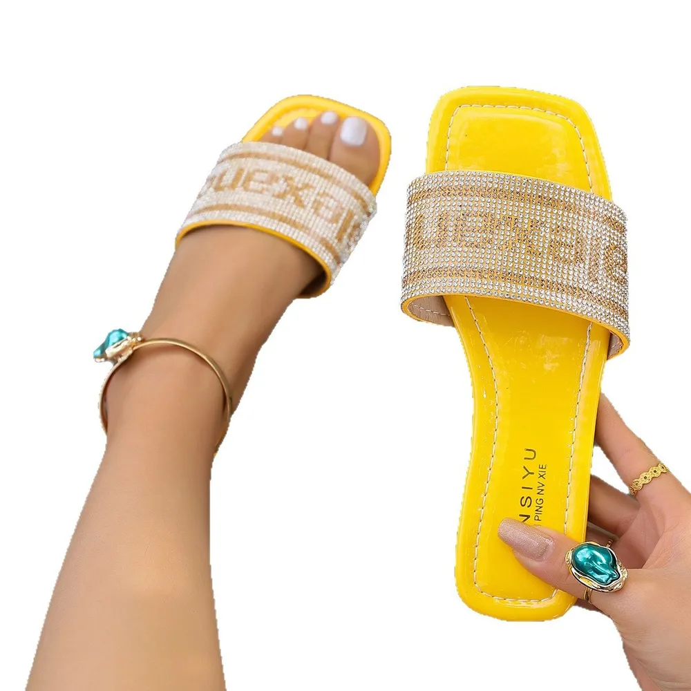 Rhinestone Open Toe Flats Sandals, image 13