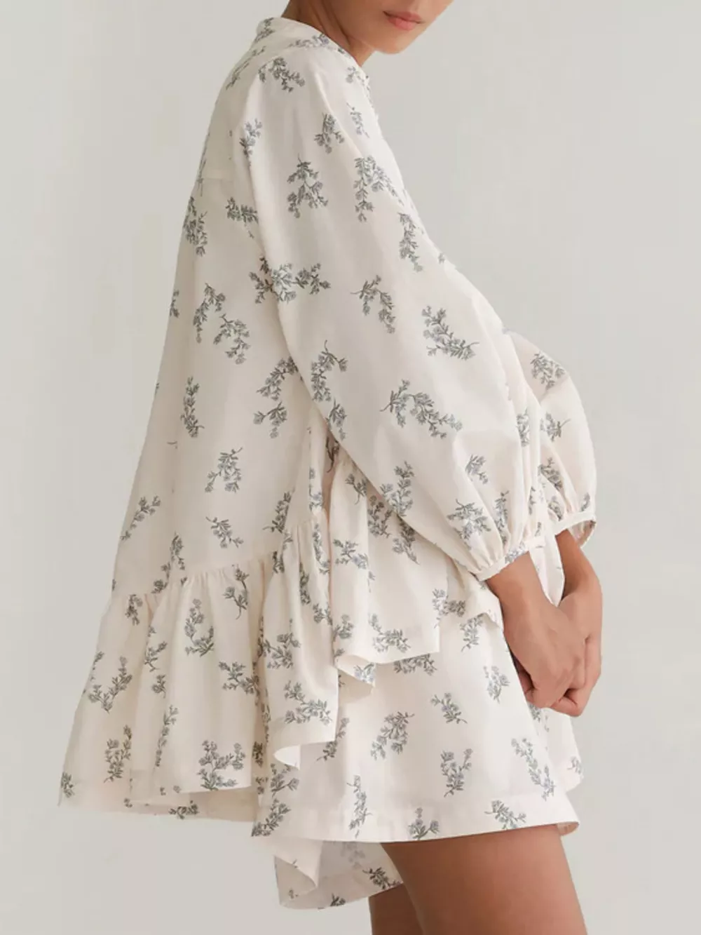 Floral Print Balloon Sleeve Top and Shorts Set, image 6