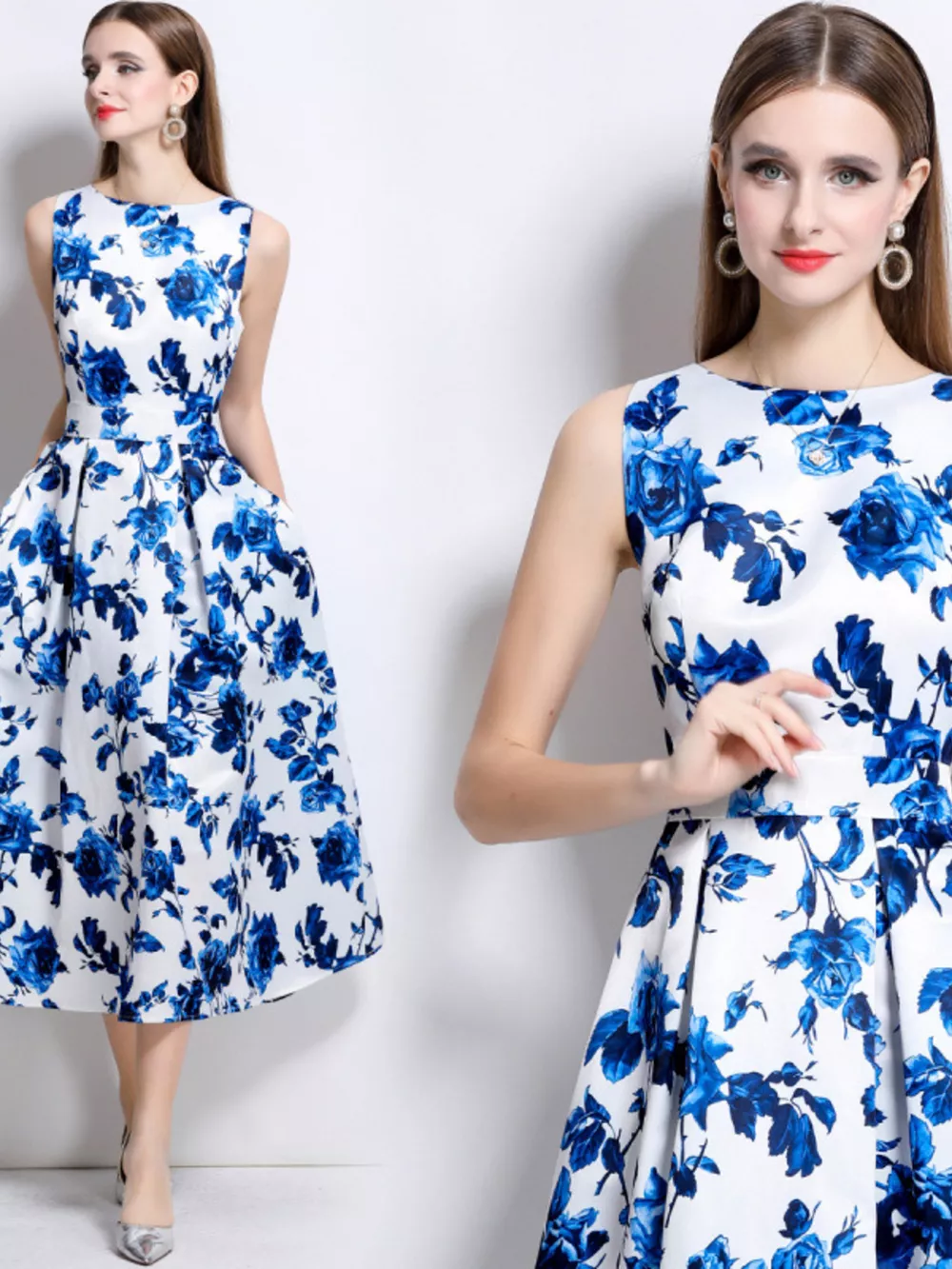 Floral Print Sleeveless Midi Dress, image 10