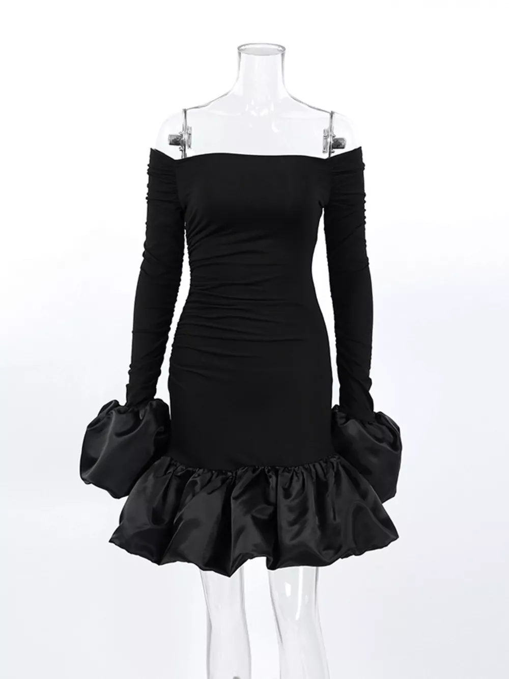Off-Shoulder Ruffle Hem Mini Dress, image 10