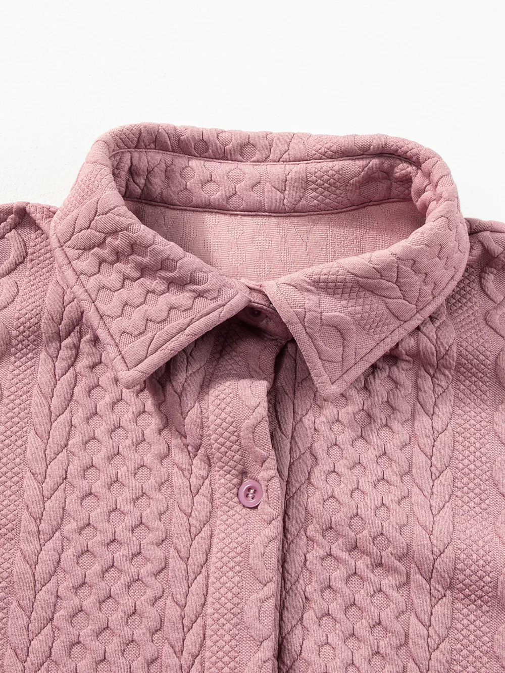 Cable Texture Puff Sleeve Loose Shacket, image 25