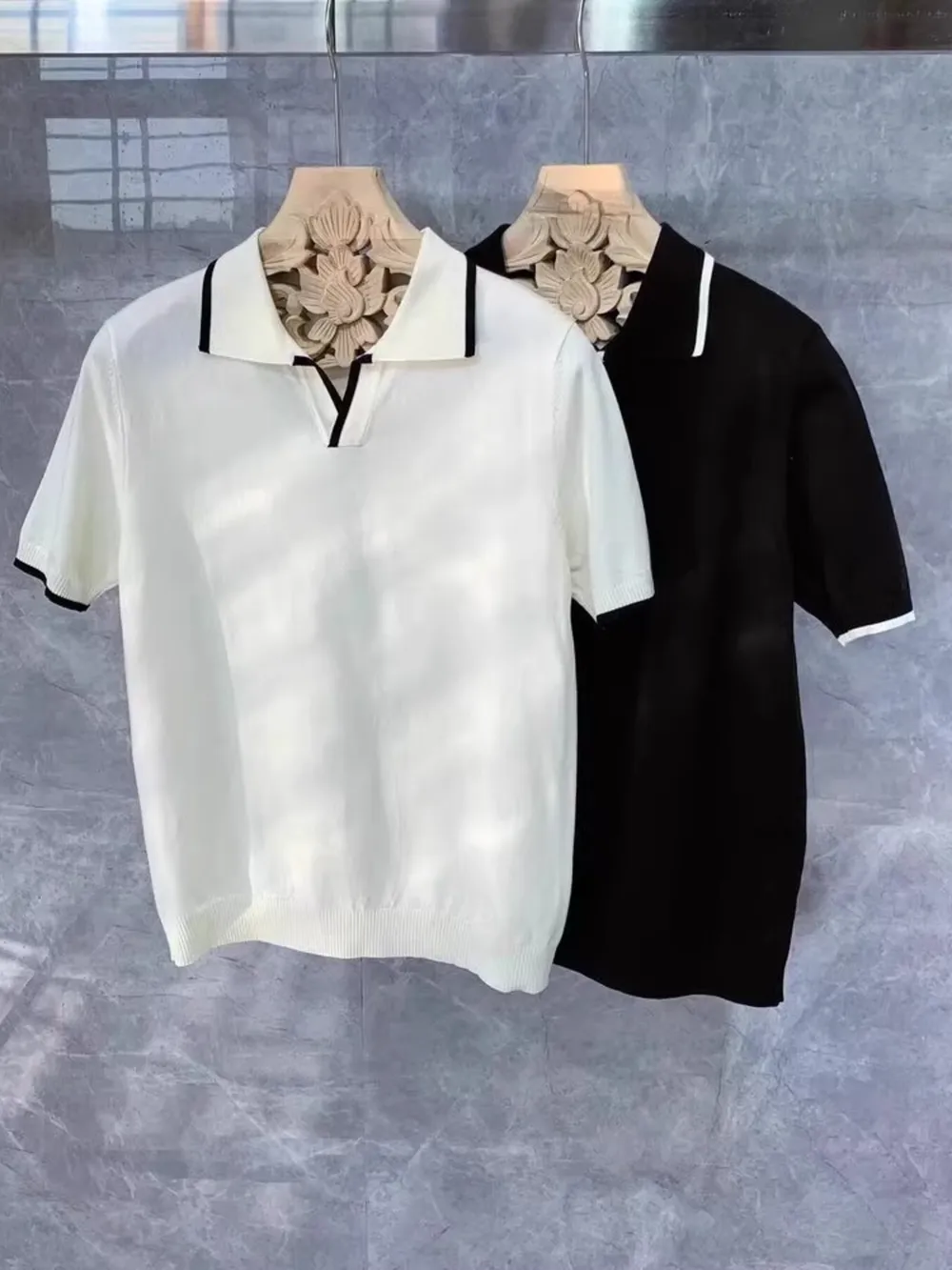 Men's Full Size Contrast Trim Short Sleeve Knit Polo Plus Size, image 7