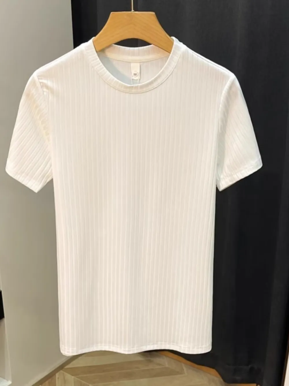 Men's Plus Size Slim Fit Ribbed Knit T-Shirt, image 2