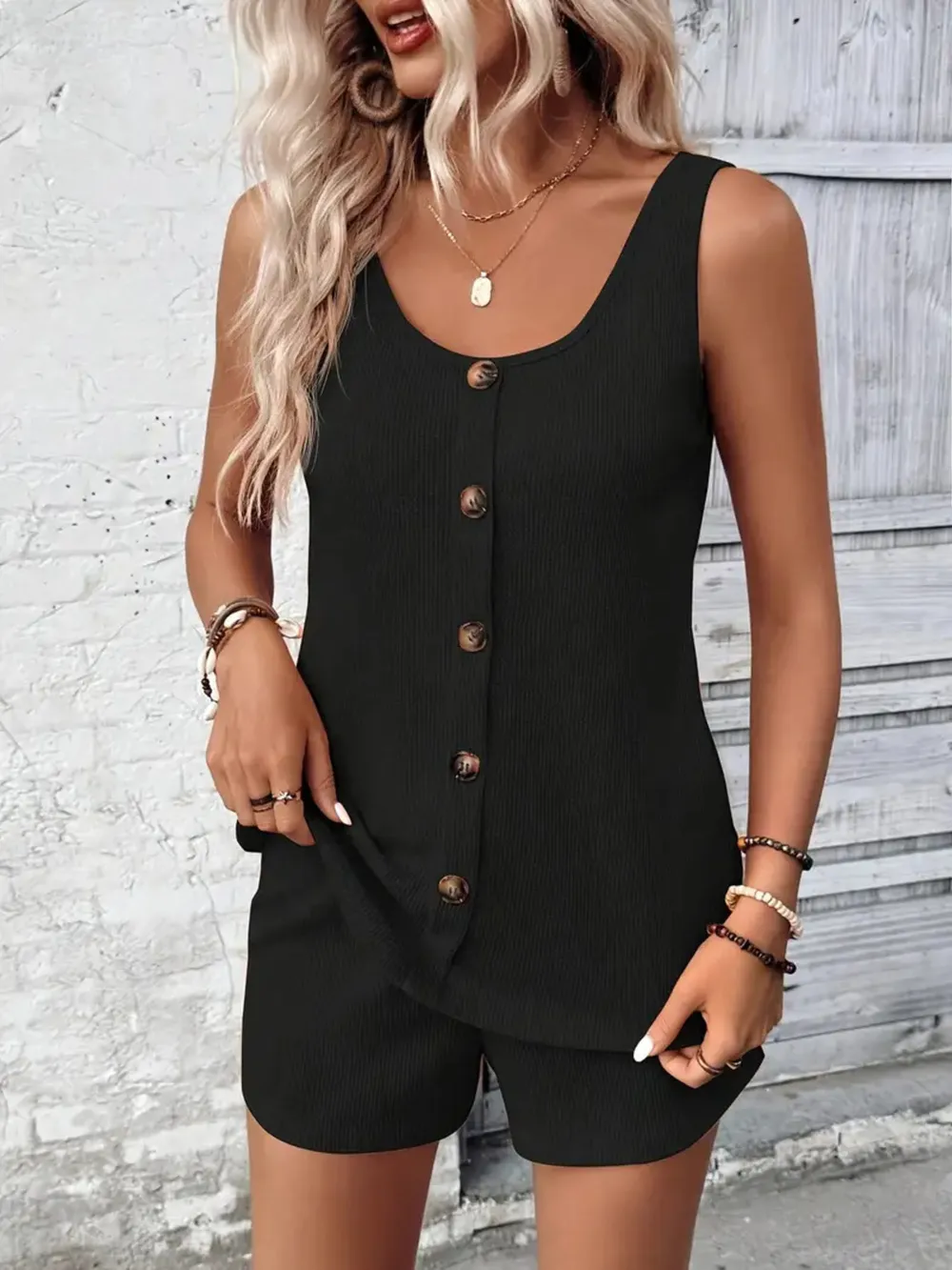 Scoop Neck Tank and Shorts Set, image 2