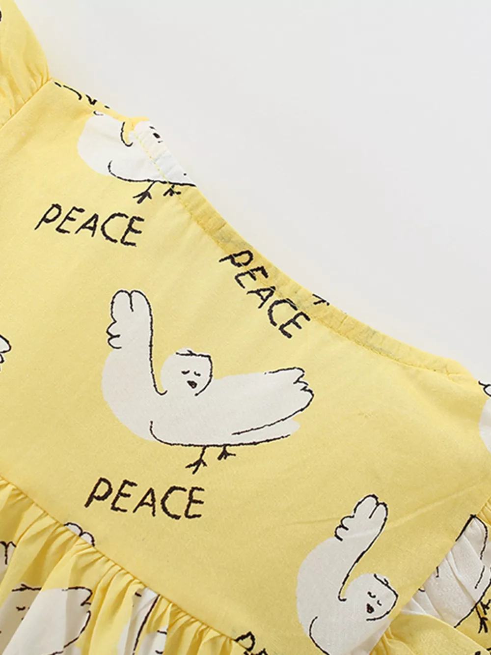 Children's Peace Dove Print Button-Down Ruffle Sleeve Dress, image 3