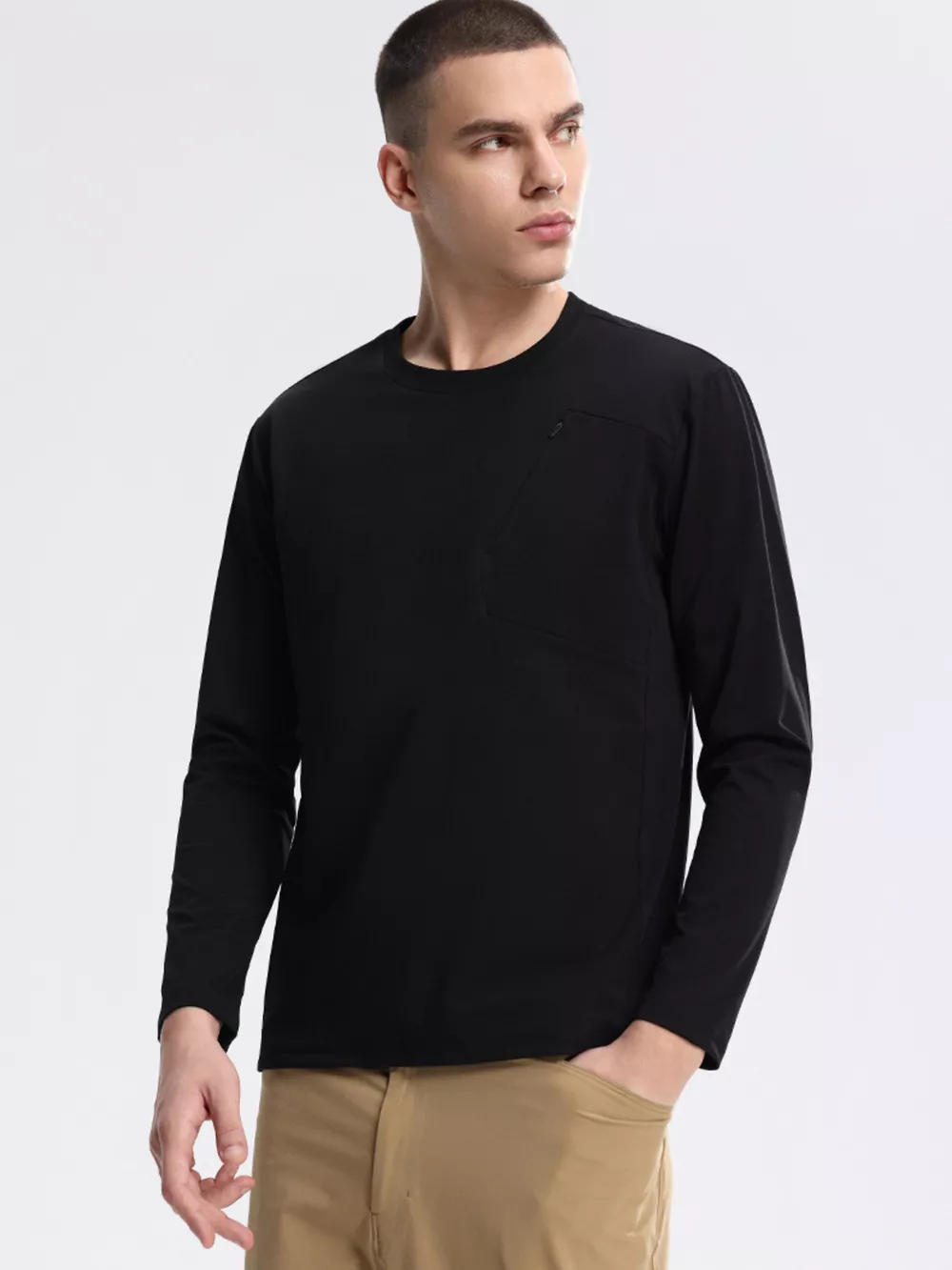 Men's Plus Size Casual Long Sleeve Active Sweatshirt with Zipper Pocket, image 6