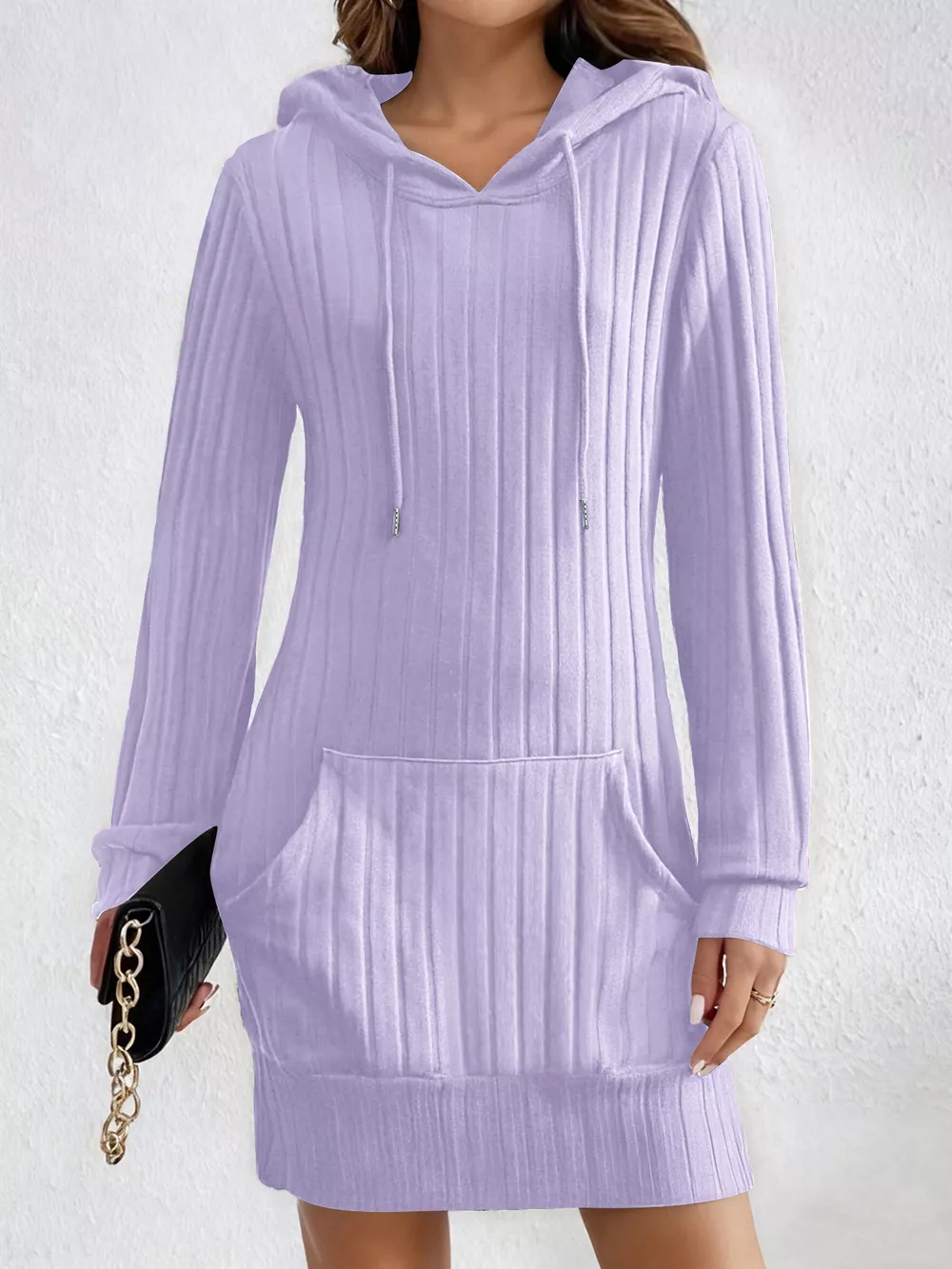 Ribbed Knit Hoodie Dress, image 13